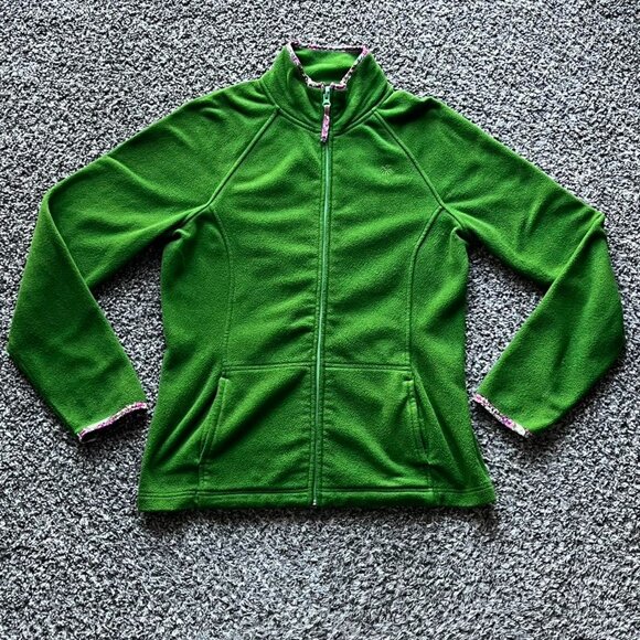 Lilly Pulitzer Tops - Green Lilly Pulitzer Fleece Jacket Womens Medium Full Zip Preppy Winter Feminine